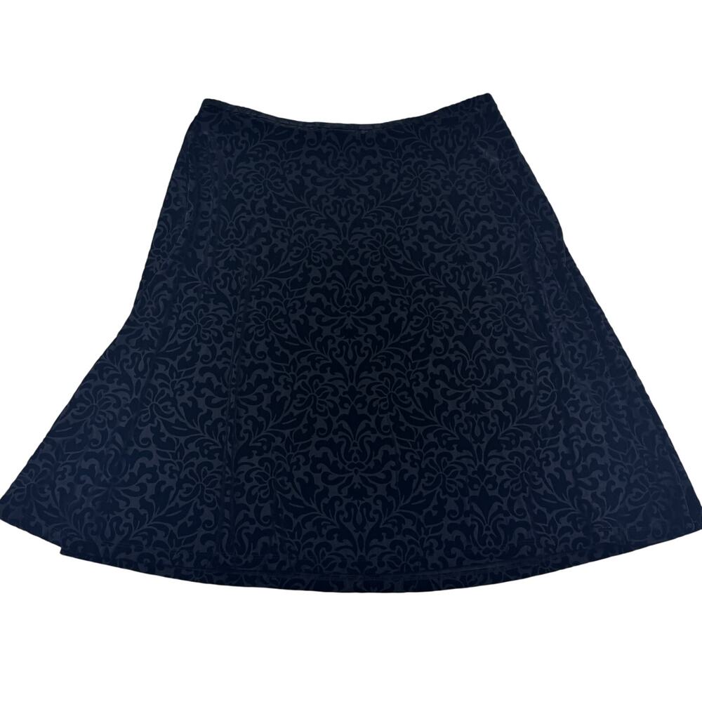 Talbots Floral Black Velvet Burnout Dressy Classy Midi Skirt Women's Size 12